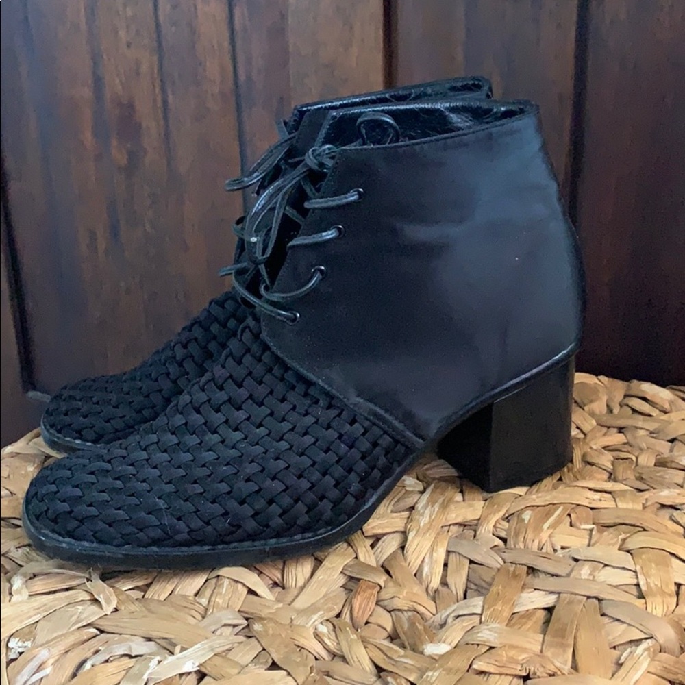 Marco Delli satin basket weave booties